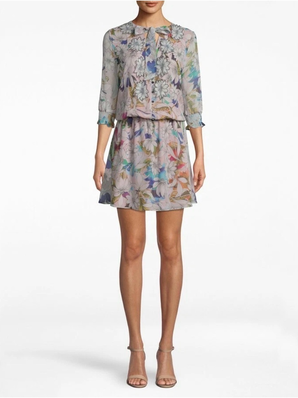 NWT 100% Silk Nicole Miller Artelier Floral Dress Large